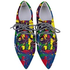 Colorful Shapes Abstract Painting                   Women s Pointed Oxford Shoes