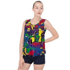 Colorful Shapes Abstract Painting                      Bubble Hem Chiffon Tank Top by LalyLauraFLM