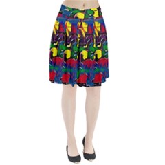 Colorful Shapes Abstract Painting                  Pleated Skirt by LalyLauraFLM