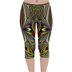 Abstract Art Fractal Pattern Velvet Capri Leggings 