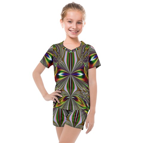 Abstract Art Fractal Pattern Kids  Mesh Tee And Shorts Set by Sudhe