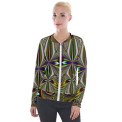 Abstract Art Fractal Pattern Velour Zip Up Jacket