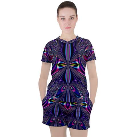 Abstract Art Fractal Fulcolor Women s Tee And Shorts Set by Sudhe