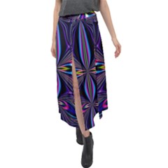 Abstract Art Fractal Fulcolor Velour Split Maxi Skirt