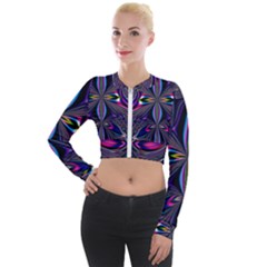 Abstract Art Fractal Fulcolor Long Sleeve Cropped Velvet Jacket by Sudhe