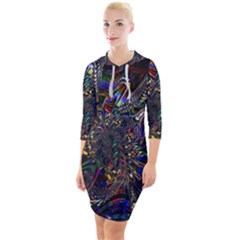 Art Design Colors Fantasy Abstract Quarter Sleeve Hood Bodycon Dress by Sudhe