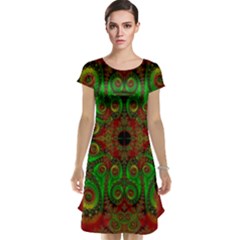 Abstract Fractal Pattern Artwork Pattern Cap Sleeve Nightdress by Sudhe