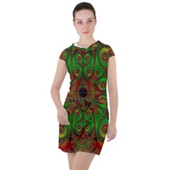 Abstract Fractal Pattern Artwork Pattern Drawstring Hooded Dress by Sudhe