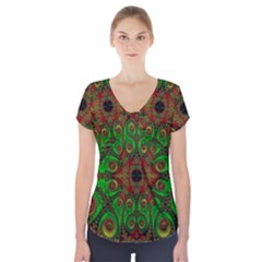 Abstract Fractal Pattern Artwork Pattern Short Sleeve Front Detail Top by Sudhe