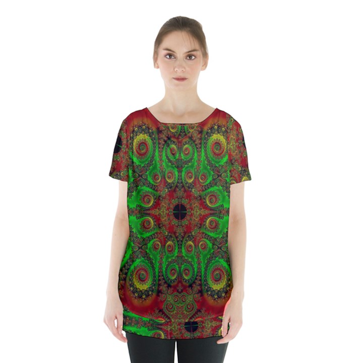 Abstract Fractal Pattern Artwork Pattern Skirt Hem Sports Top