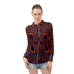 Abstract Fractal Background Pattern Long Sleeve Chiffon Shirt