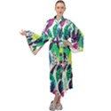 Misc leaves                    Maxi Tie Front Velour Kimono View1