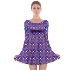 Background Pattern Geometrical Long Sleeve Skater Dress by Sudhe