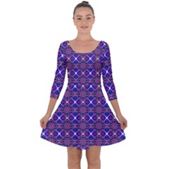 Background Pattern Geometrical Quarter Sleeve Skater Dress by Sudhe