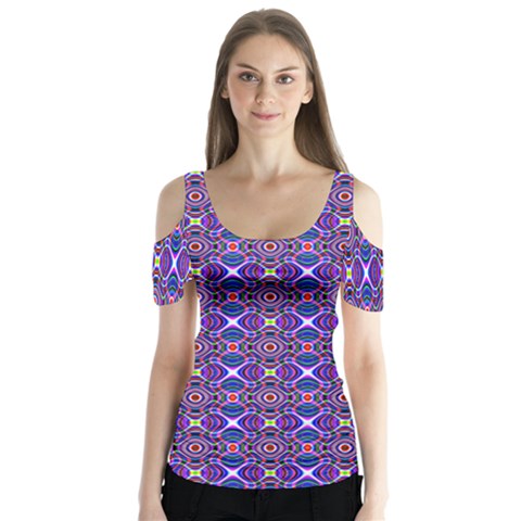 Background Pattern Geometrical Butterfly Sleeve Cutout Tee  by Sudhe