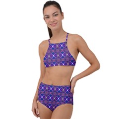 Background Pattern Geometrical High Waist Tankini Set by Sudhe