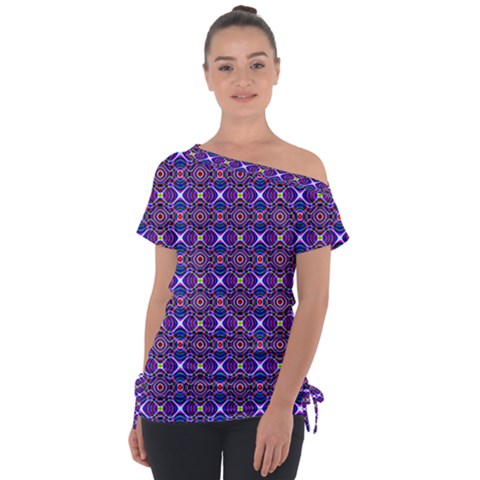 Background Pattern Geometrical Tie-up Tee by Sudhe