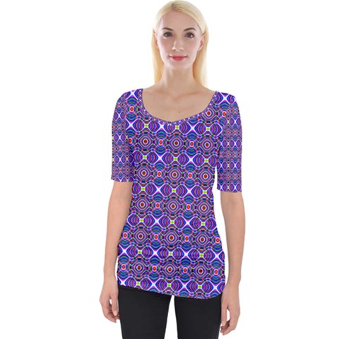 Background Pattern Geometrical Wide Neckline Tee by Sudhe