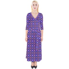 Background Pattern Geometrical Quarter Sleeve Wrap Maxi Dress by Sudhe