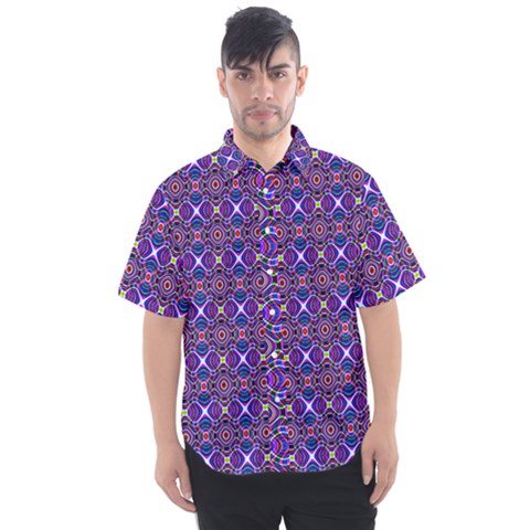 Background Pattern Geometrical Men s Short Sleeve Shirt by Sudhe