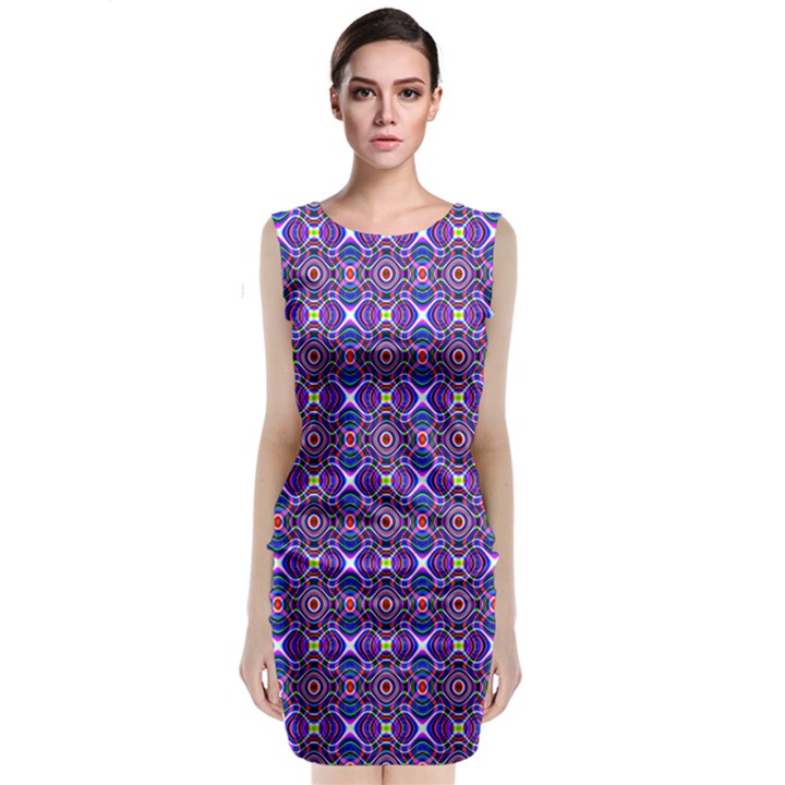 Background Pattern Geometrical Sleeveless Velvet Midi Dress