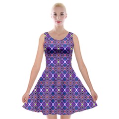 Background Pattern Geometrical Velvet Skater Dress by Sudhe