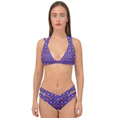 Background Pattern Geometrical Double Strap Halter Bikini Set by Sudhe