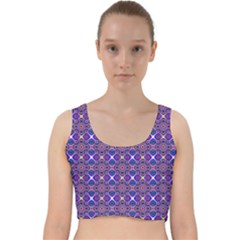 Background Pattern Geometrical Velvet Racer Back Crop Top by Sudhe