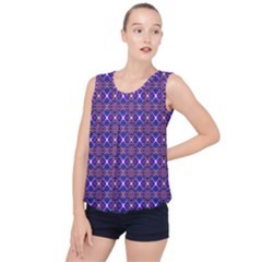 Background Pattern Geometrical Bubble Hem Chiffon Tank Top by Sudhe