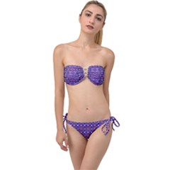 Background Pattern Geometrical Twist Bandeau Bikini Set by Sudhe