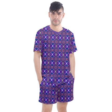 Background Pattern Geometrical Men s Mesh Tee And Shorts Set by Sudhe