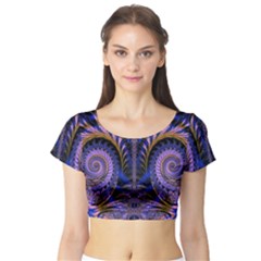 Abstract Fractal Pattern Artwork Short Sleeve Crop Top by Sudhe