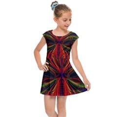 Abstract Art Fractal Kids  Cap Sleeve Dress