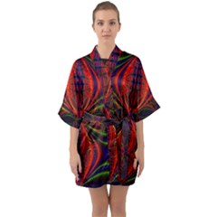 Abstract Art Fractal Quarter Sleeve Kimono Robe