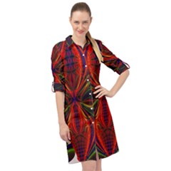 Abstract Art Fractal Long Sleeve Mini Shirt Dress