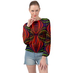 Abstract Art Fractal Banded Bottom Chiffon Top