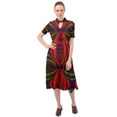 Abstract Art Fractal Keyhole Neckline Chiffon Dress