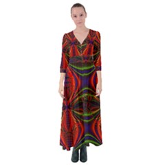 Abstract Art Fractal Button Up Maxi Dress