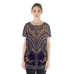 Abstract Fractal Pattern Artwork Skirt Hem Sports Top by Sudhe