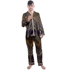 Abstract Fractal Pattern Artwork Men s Satin Pajamas Long Pants Set