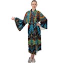 Abstract Art Fractal Creative Maxi Tie Front Velour Kimono View1