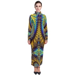 Abstract Art Fractal Creative Turtleneck Maxi Dress by Sudhe