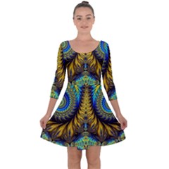 Abstract Art Fractal Creative Quarter Sleeve Skater Dress