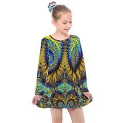 Abstract Art Fractal Creative Kids  Long Sleeve Dress