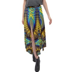 Abstract Art Fractal Creative Velour Split Maxi Skirt