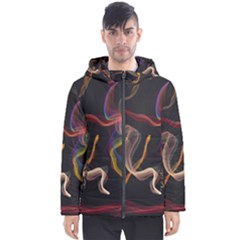 Abstract Smoke                      Men s Hooded Puffer Jacket by LalyLauraFLM