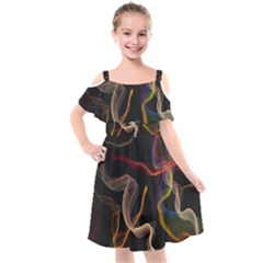 Abstract Smoke                  Kids  Cut Out Shoulders Chiffon Dress