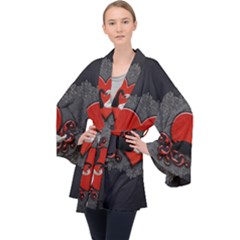 In Love, Wonderful Black And White Swan On A Heart Velvet Kimono Robe by FantasyWorld7