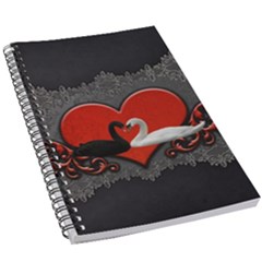 In Love, Wonderful Black And White Swan On A Heart 5 5  X 8 5  Notebook by FantasyWorld7