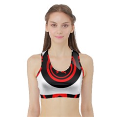 Star Black Red Button  Sports Bra With Border by Pakrebo